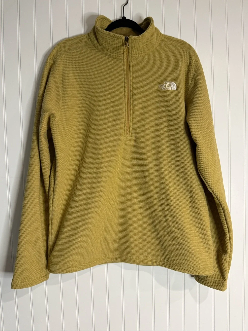 The North Face Mustard Quarter Zip Textured Fleece Pullover